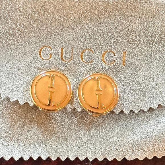 GUCCI 1992 Made in Italy vintage clip on earrings RARE GUCCI Great for Holiday! - Picture 2 of 8